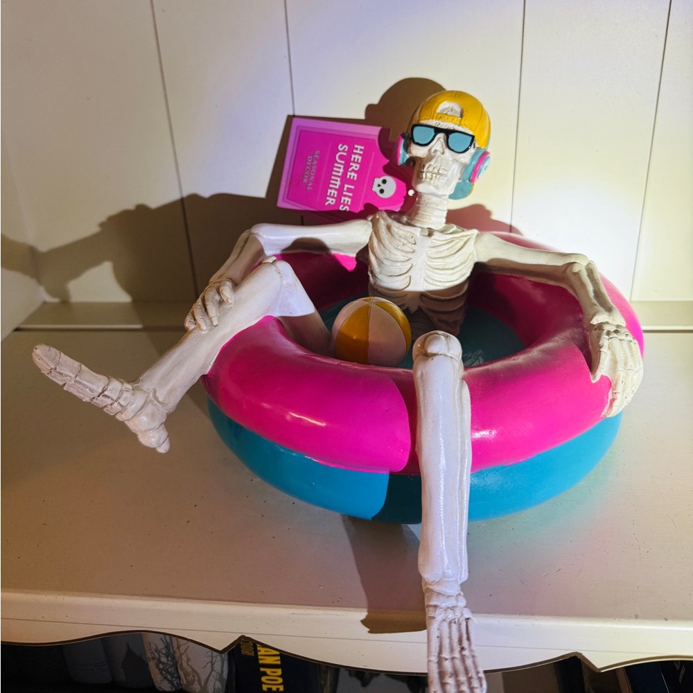 SUMMERWEEN Pool Skeleton On Float “ Here Lies Summer”Float Beach Vibes
